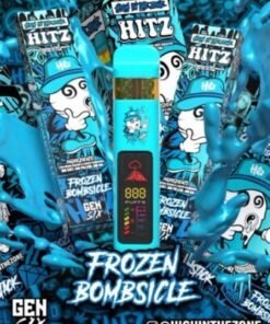 Close-up view of Hitz Gen 6 Disposable Vape with 2G capacity and mixed flavors
